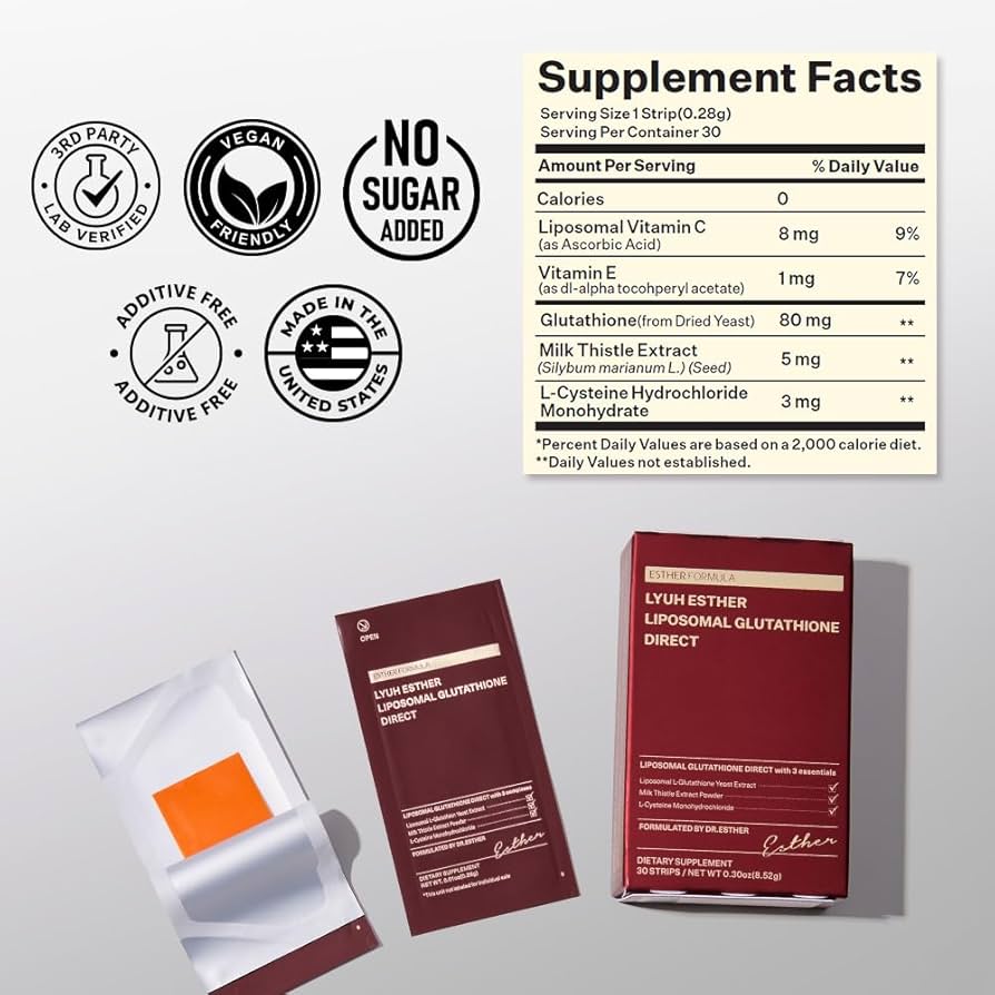Aura & Co Liposomal Glutathione Oral Strips | Fast-Absorbing Antioxidant Support (30 Strips)