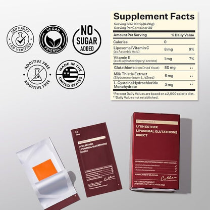Aura & Co Liposomal Glutathione Oral Strips | Fast-Absorbing Antioxidant Support (30 Strips)